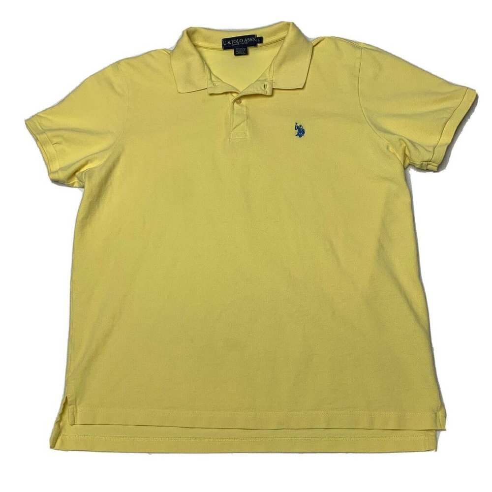 US Polo Assn Men's Large Polo Shirt Yellow Short Sleeve Cotton